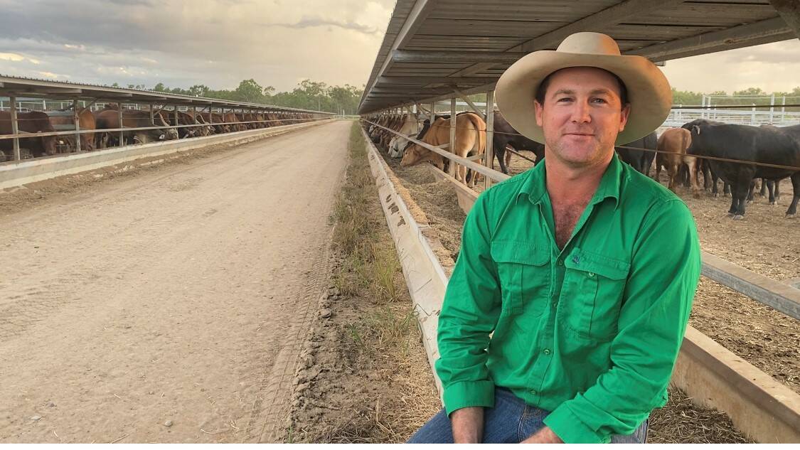 LEADING THE WAY: The 2021 Rabobank Young Ambassador Ryan Olive in the feedlot on his family property which has just started business.
