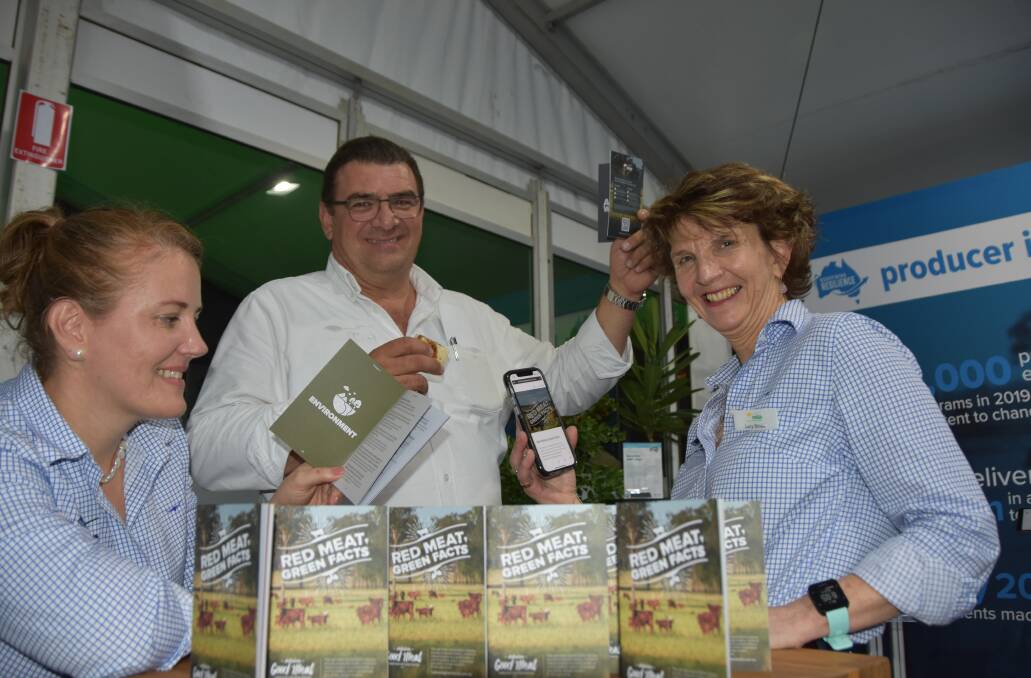 CAPTIVATING FACTS: Launching Red Meat Green Facts at Beef Australia tonight were MLA's stakeholder engagement manager Sabina Kindler, managing director Jason Strong and general manager communications Lucy Broad.