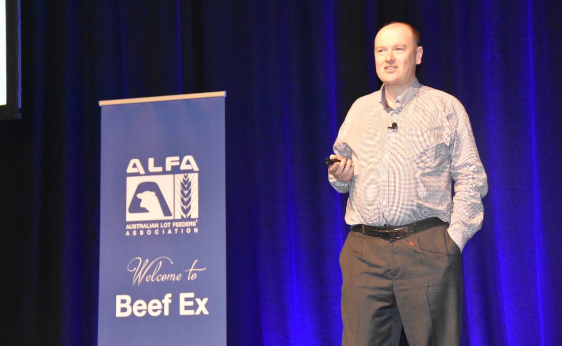 Workplace safety innovator Dr Drew Rae speaking at a recent beef industry conference in Brisbane.