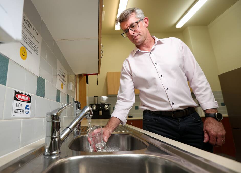 Albury Council's water service leader Brad Willis advises consumers to run their taps for five minutes if water initially comes through as brown. Picture: Border Mail.