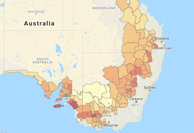 Yield Gap charts 'underperforming' crop growing areas. Map: CSIRO. 