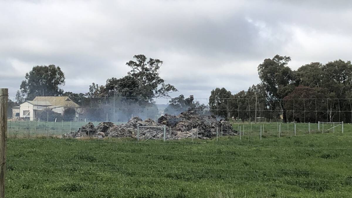 There was a fire which destroyed hay at GrainPro near Wagga Wagga over the weekend. Photo: Annie Lewis.
