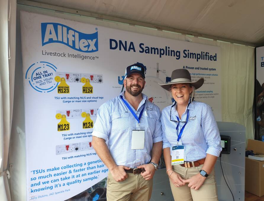 Improved tags: Allflex sales representatives Chris Richards and Laura Tansell were part of the team flying the flag for the company at Beef in Rockhampton this year.