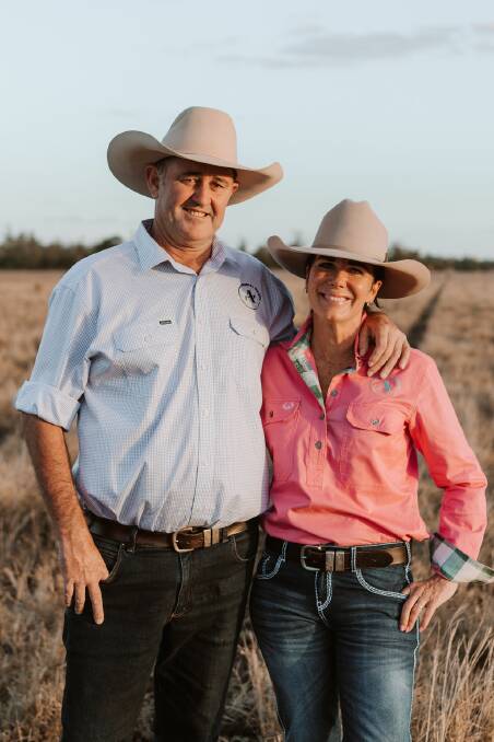 Arubial Wagyu stud principals Laird and Sonia Morgan, on Arubial in Condamine, in the Western Downs region of Queensland. Picture supplied