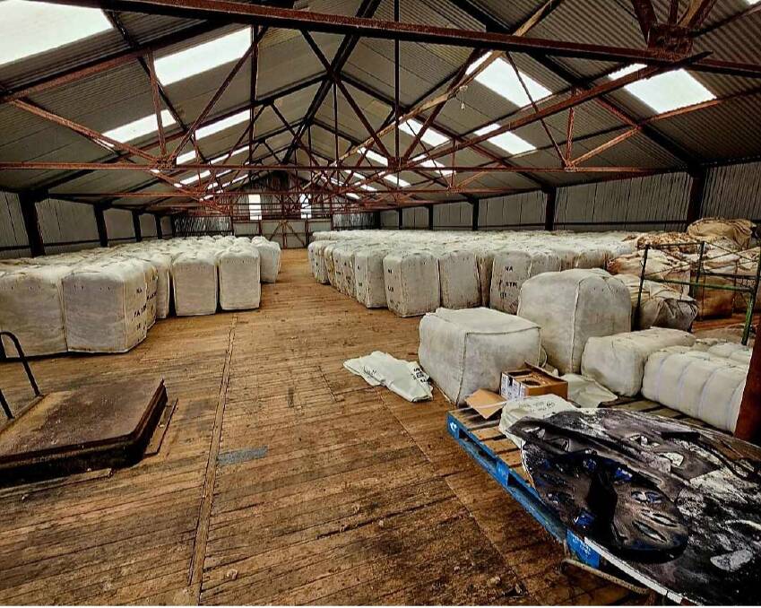 Some oof the Falkland Islands wool bales that are sold via brokers in the United Kingdom.