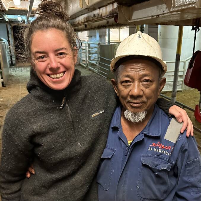 Mandy Matthews and bosun Mr Kashun who has worked onboard live export vessels since 1988 and has seen all the changes that have been implemented improving animal welfare to the high standards in place today.
