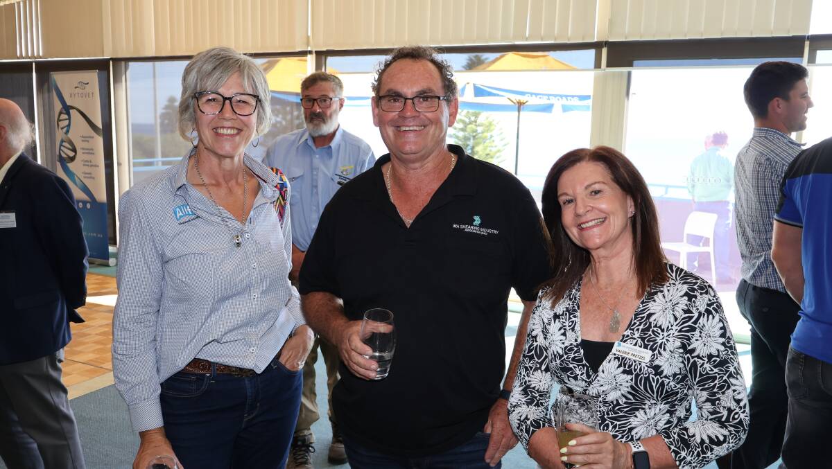 Allflex and Coopers Animal Health representative Sussan Ogle (left), WA Shearing Industry Association president Darren Spencer and executive officer Valerie Pretzel. Mr Spencer was one of the speakers during the afternoons forum.
