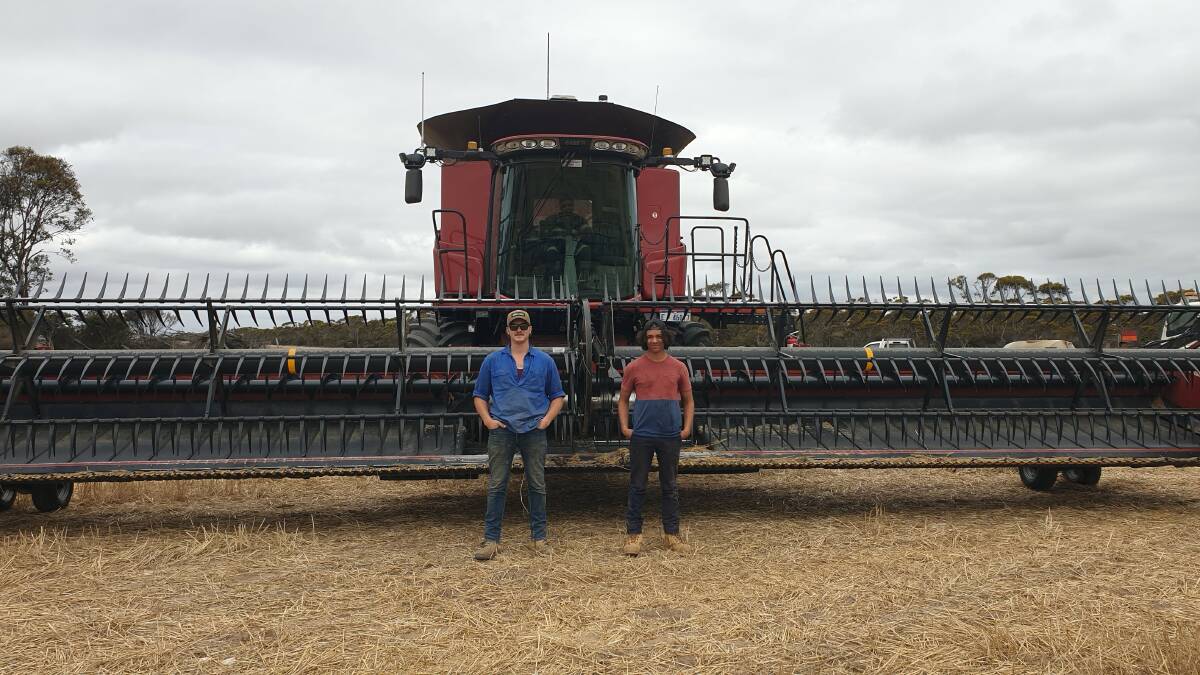 Henco Maree (left) and Daniel Allan have been given the opportunity at Sanderson Farms' 6000 hectare operation while completing Certificates II and III in agriculture.