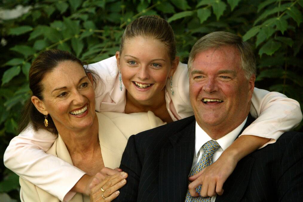 Mr Beazley with wife Susie Annus and daughter Rachel in December, 2005, after he was named the new Labor Party leader after a caucus meeting at parliament house, Canberra. Photo by Chris Lane, Sydney Morning Herald.