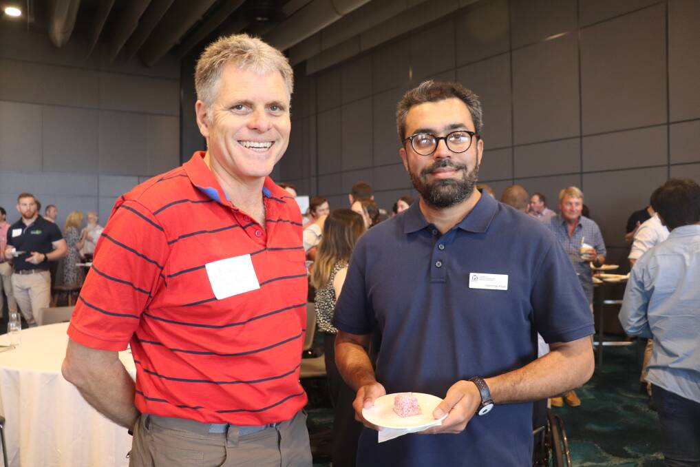 DPIRD senior research scientist Blakely Paynter (left) and research scientist Hammad Khan.
