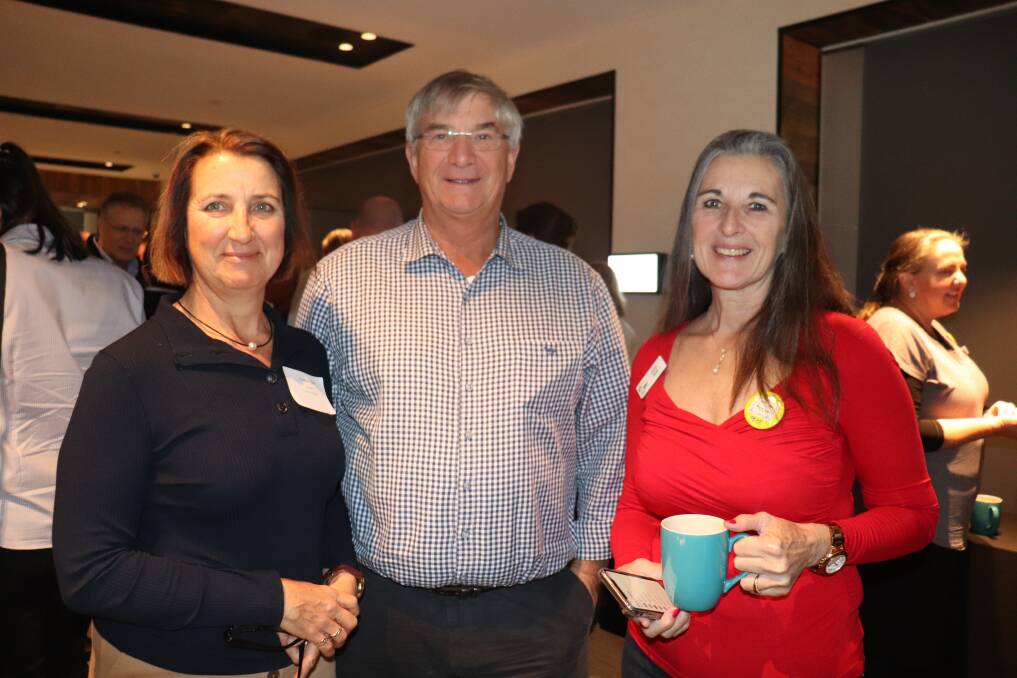 Women in Farming president Carolyn Reid (left), Agknowledge director Peter Cooke and National Recovery and Resilience agency regional recovery officer June Bell.