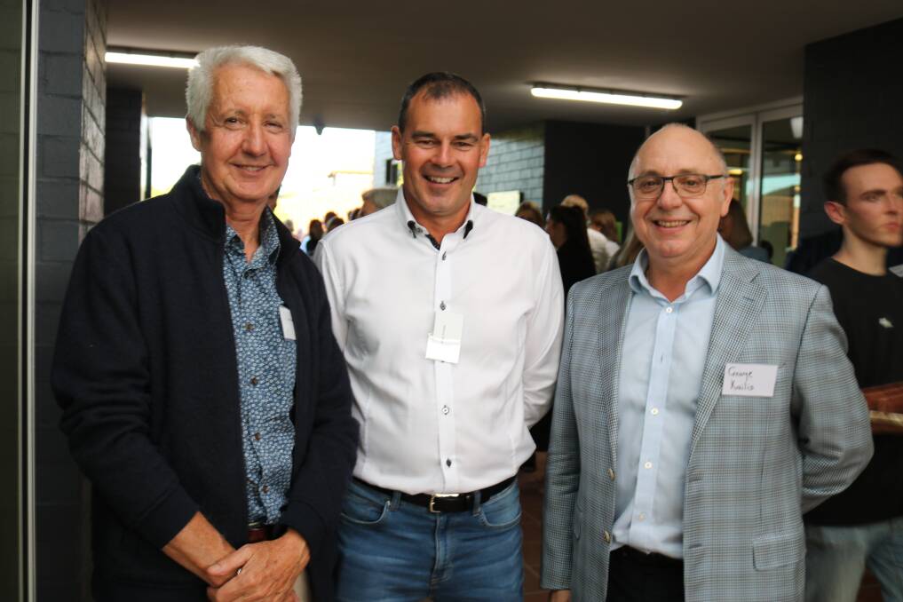 Retired rock lobster fisherman Kim Colero (left), Denmark, chatted with WAFarmers immediate past president Rhys Turton and George Kailis, Kailis Jewellery.