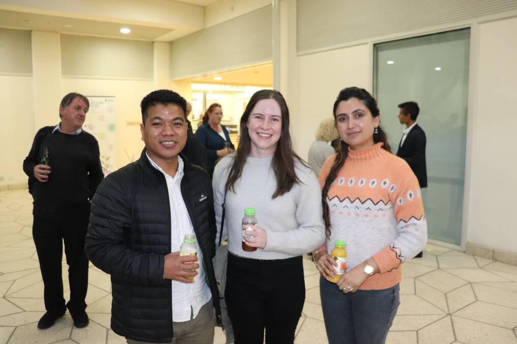 UWA School of Agriculture and Environment PhD students Sun Kumar Gurung (left) and Grace Scullett-Dean and PhD candidate Pratikshya Kandel.