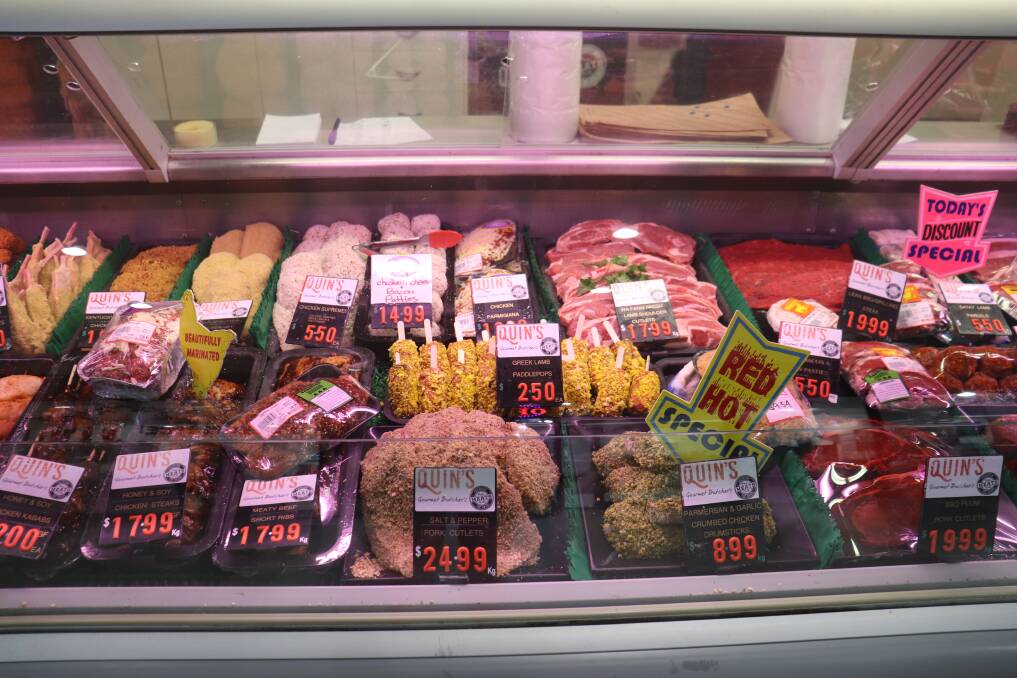 The display cabinet at Quin's Gourmet Butchers, Northam Boulevard Shopping Centre.