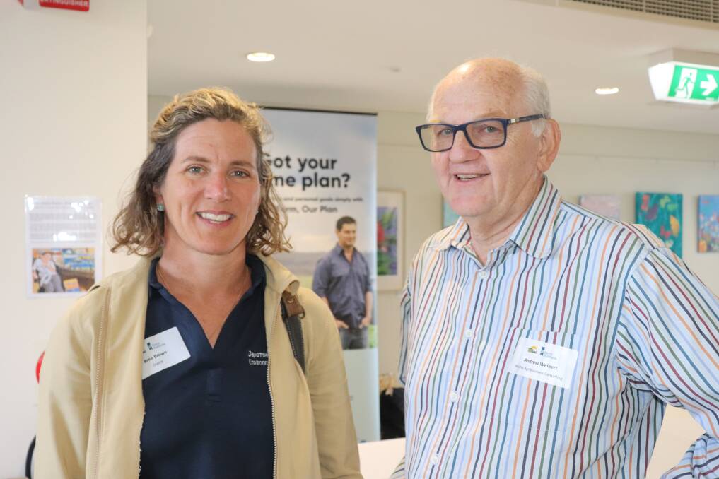 Department of Water and Environmental Regulation's Bree Brown and Andrew Weinert, from Niche Agribusiness Consulting, a GeoCatch board member and a former Dairy Industry Association of Australia board member.