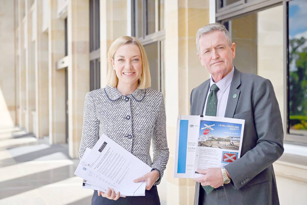 The Nationals WA Party leader Mia Davies with Shadow Transport Minister Shane Love. Ms Davies welcomed Transport Minister Rita Saffioti's decision to invest in initiatives to increase safety at passive rail crossings in regional Western Australia.