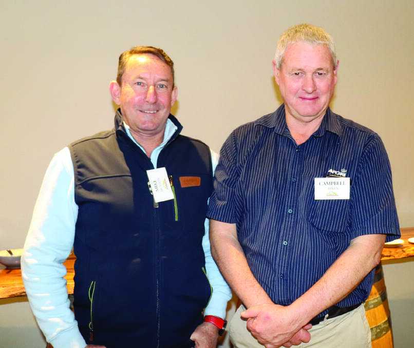 Mike Hutton (left), CLAAS Harvest Centre northern WA region, with Campbell Aiken, AFGRI Equipment Narrogin.