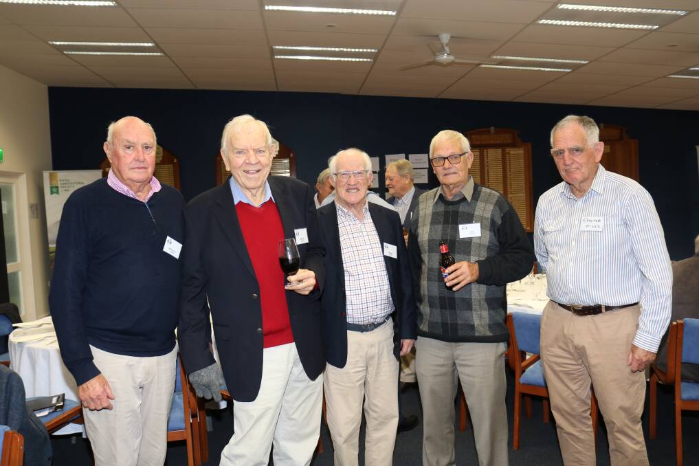 Catching up over a pre-lunch drink were Neville Carter (left), Busselton, Peter Howe, Nedlands, Marc Synnot, Mt Claremont, Ian Clifton, Dunsborough and Peter Miles, Cottesloe.