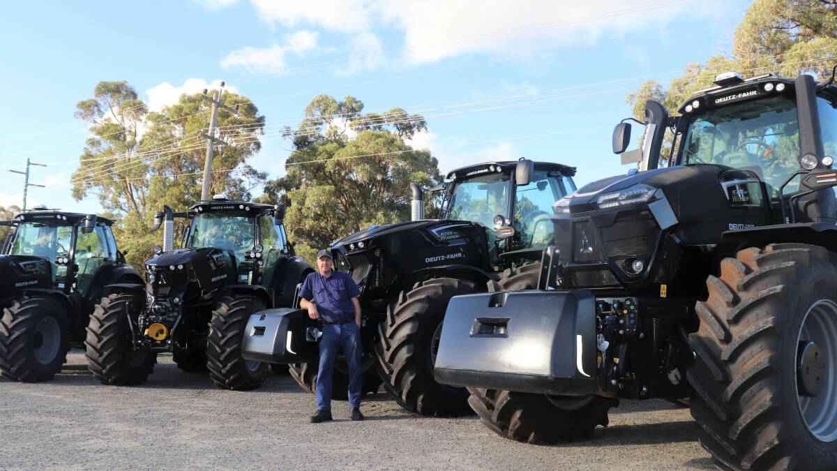 Shaun Robinson, SLR Tractors & Machinery, Baldivis, has Deutz-Fahr 6 Series Warrior, the first new 8 Series Warrior in Western Australia (the tractor behind him) and a flagship 9 Series Warrior tractor in stock.