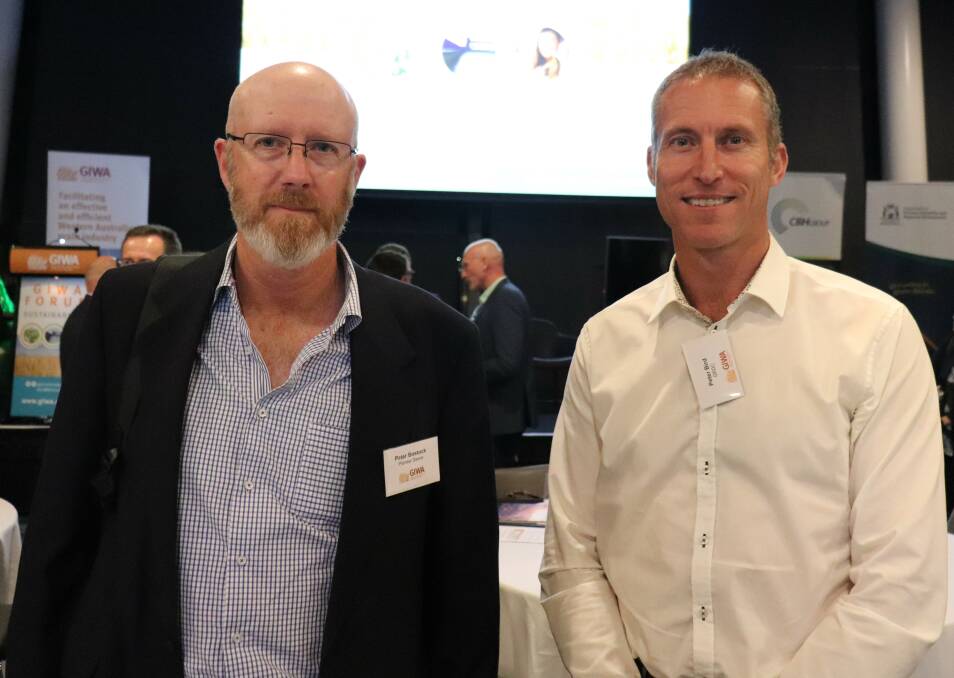 Pioneer Seeds sales manager Peter Bostock (left), with Grains Research and Development Corporation senior regional manager West, Peter Bird.