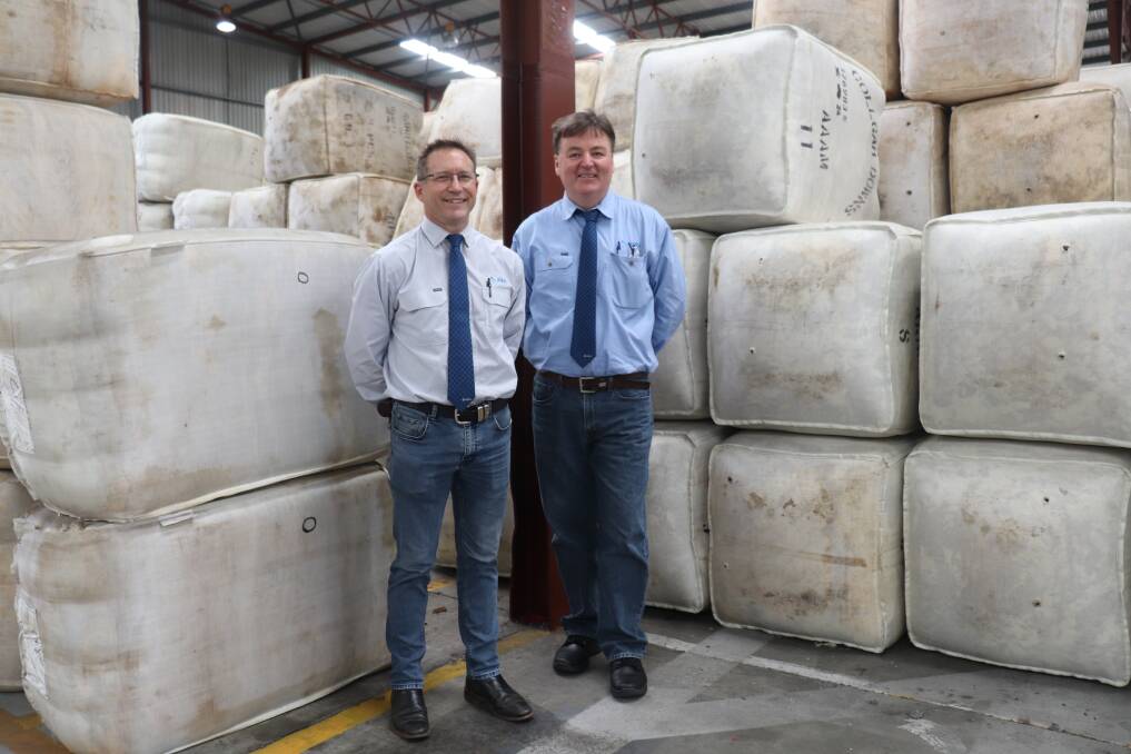 AWN State wool and livestock manager Greg Tilbrook (left), with the latest addition to his wool broking team, Tony Collins.