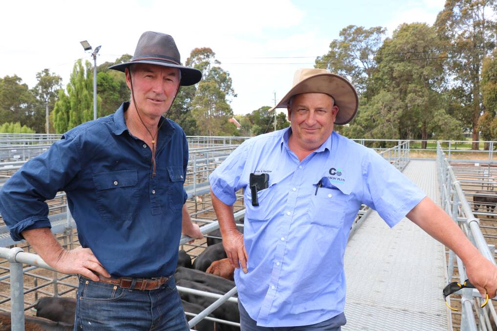 David Graham (left), Collie, with his livestock carrier Steven Italiano, Brunswick.