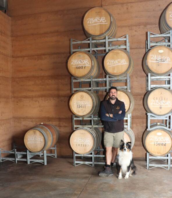 McHenry Hohnen Vintners head winemaker Jacopo Dalli Cani with his dog Gustavo.