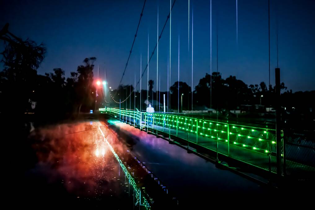 More than 1200 lights have been installed on the suspension bridge in the centre of Northam.