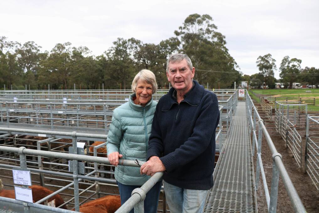 Shirley Maisey and Lyle Gorton, Harvey, were at the sale looking for a few cattle and took home a pen of 13 Angus heifers at $1409.