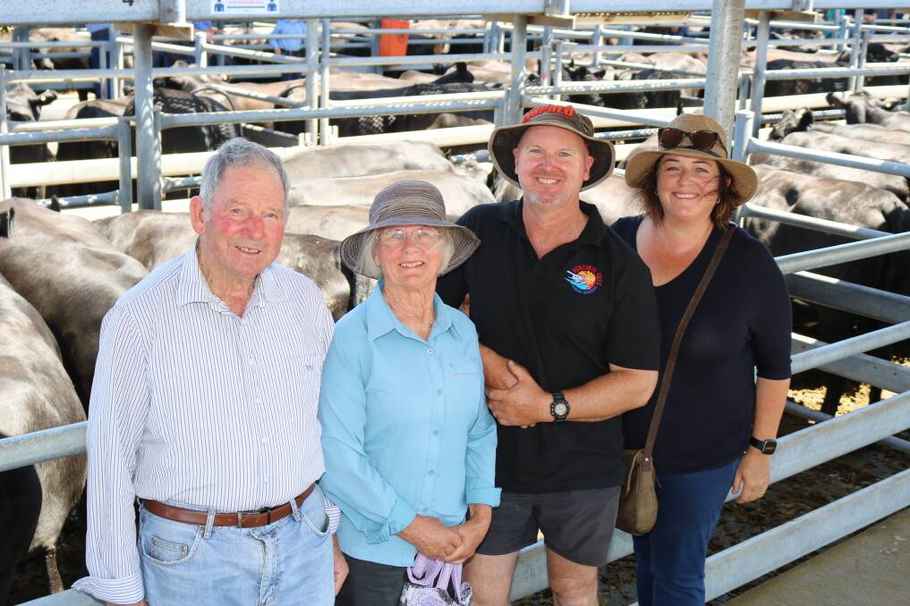 Des (left), Pat, Mal and Kylie Houden, The Southden Trust, Redmond, were the volume vendors of Angus-Friesian heifers offering 50 head, bred in their 500 head dairy.