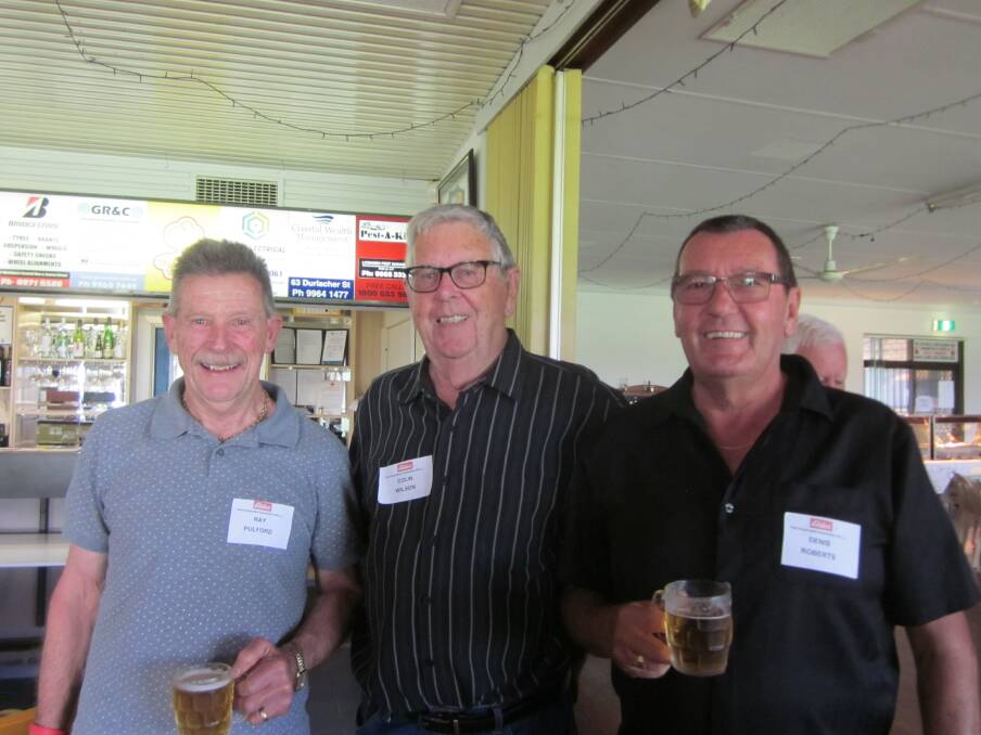 Recalling plenty of livestock stories were Ray Pulford (left), Colin Wilson and Dennis Roberts.