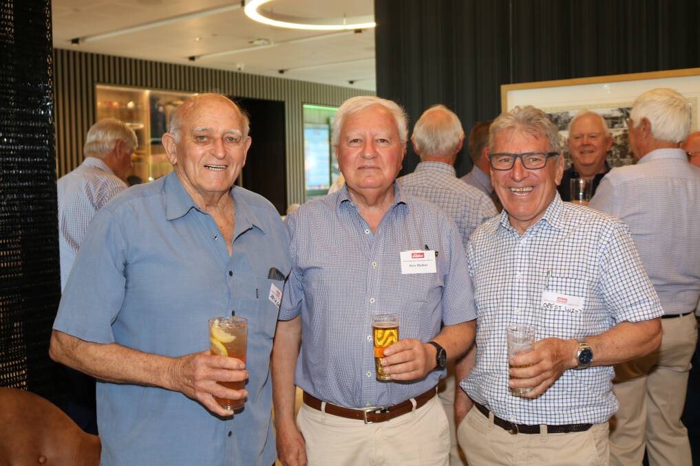 Former livestock and wool team members at the EPEA Christmas lunch included Archie Graham (left), Kalamunda, Ken Walker, Booragoon and Orest Luzny, Manjimup.