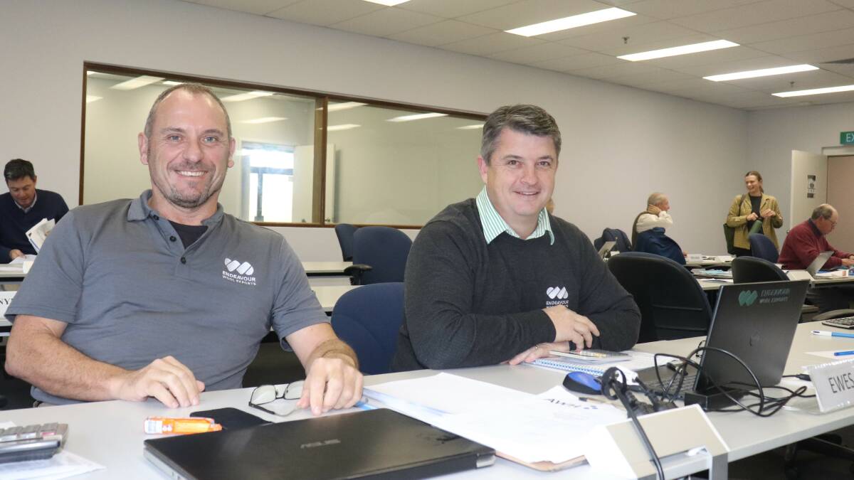 Endeavour Wool Exports buyer at the Western Wool Centre, Steve Noa (left), with managing director and one of the company founders, Josh Lamb, who was visiting from Melbourne.