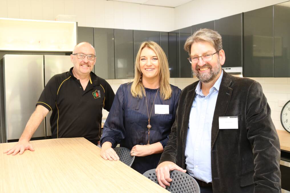 In the new kitchen were tenant, Bushfire Volunteers member services manager Alex Espey (left), with WAFarmers corporate operations manager Melanie Tolich and Phil Brunner, Bailiwick Legal.