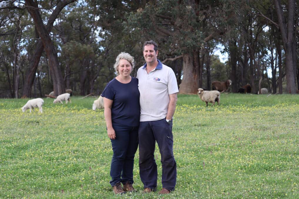 Kelarah Coloured Sheep owners Megan and Ian Cavanagh at their small hobby farm at Gidgegannup.