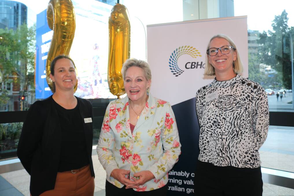  CBH Group deputy chairwoman Natalie Browning (left), Kondinin, with Agriculture and Food Minister Alannah MacTiernan and CBH Group chief external relations officer Brianna Peake.