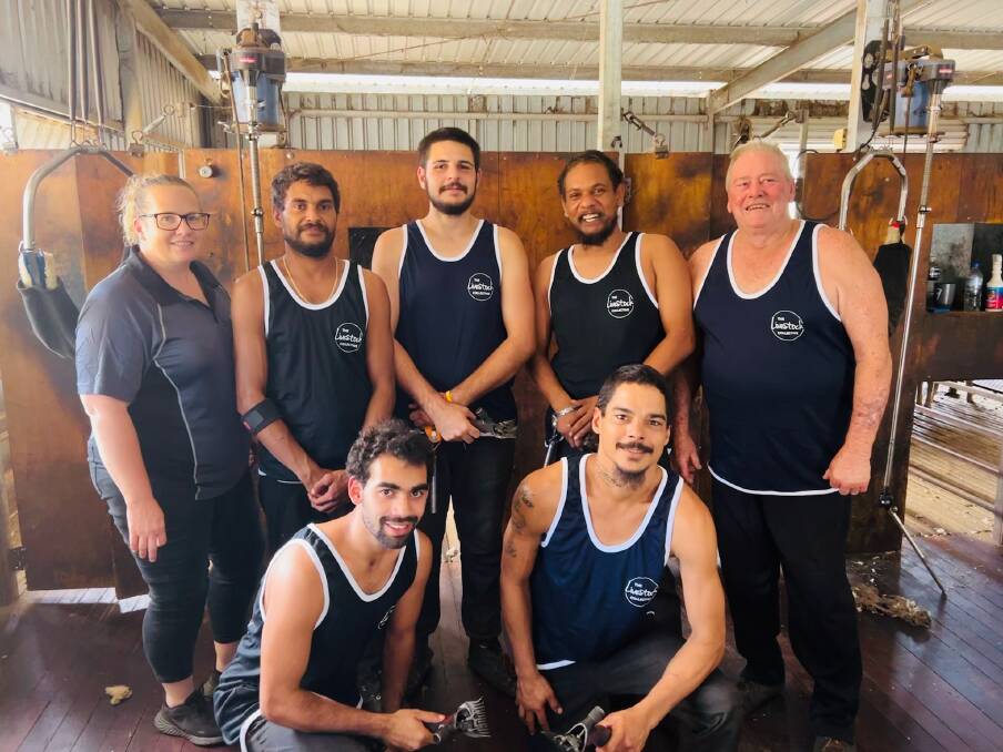 AWI wool handling instructor Amanda Davis and AWI shearing instructor Kevin Gellatly (back right) with graduates of the latest improver shearing school, Terry Narrier (back left), Moora, Glenn Taylor, Narrogin, Wade Hodder, Narrogin, Julian Mippy (front left), Moora and Stephen McCarthy, Nungarin.