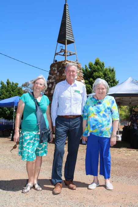 Moore MLA Shane Love, who officially opened this year's market, under the belltower with organisers Barbara Mottershaw (left) and Gwenda McGill, Bolgart Values Community, Bolgart.