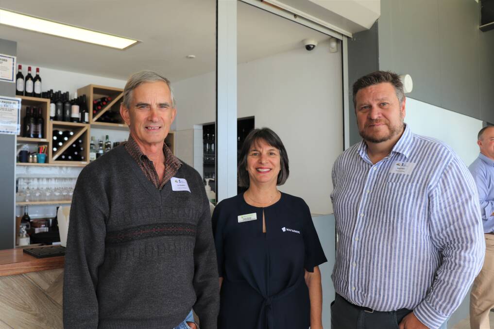 WAFarmers' dairy council president and Forest Grove dairy farmer Ian Noakes (left), dairy council executive manager Laura Stocker and Brad Weir, AMS Consulting, who gave an update on the Western Australian Dairy Industry Working Group's industry plan preparation.