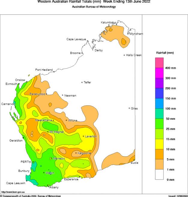 Many parts of WA receive welcome high rainfall