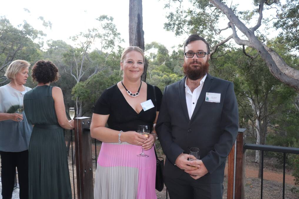 Sophie Teede accepted the Coastcare Award on behalf of Busselton Jetty Inc. She is accompanied by Josh Wilks.