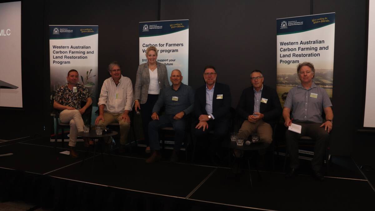 Agriculture and Food Minister Alannah MacTiernan, with six of the successful applicants from round one of the State governments Carbon Farming and Land Restoration Program.