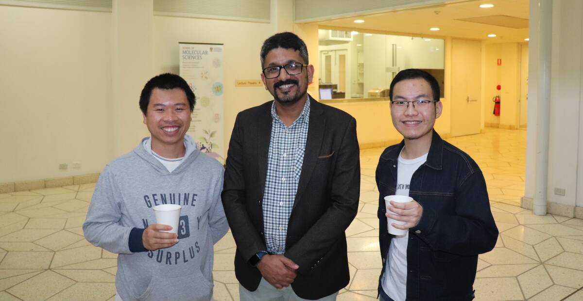 UWA PhD students Sang Huynh (left), Shamshad Ul Hassan and Gilang Suhono.