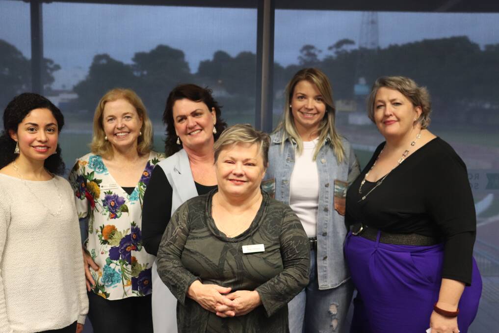 STEM Jumpstart Program mentor Lissette Salazar (left), Value Creators directors Ann Maree OCallaghan, Food, Fibre and Industries Training Council chief executive officer Kay Gerard, and Maree Gooch, Dumbleyung farmer Casey Angwin and Department of Primary Industries and Regional Development (DPIRD) future farming systems development officer Nancye Gannaway.