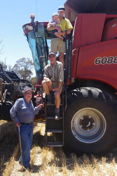Four generations of the Blight family; Alf (left), Phillip and Allan holding son Ryan on Phillip's farm in north Wagin. Alf, Phillip and Allan have all been bushfire volunteers.