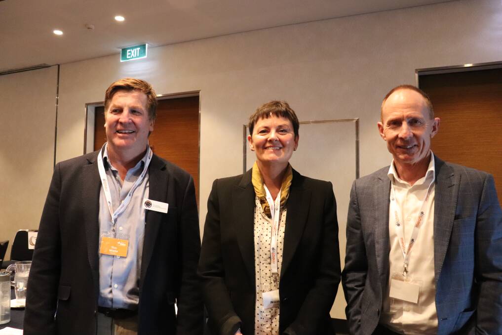 Pingelly farmer and WALRC chairman Tim Watts (left), Grower Group Alliance executive officer Nikki Curtis and Agrarian Management director Ashley Herbert.