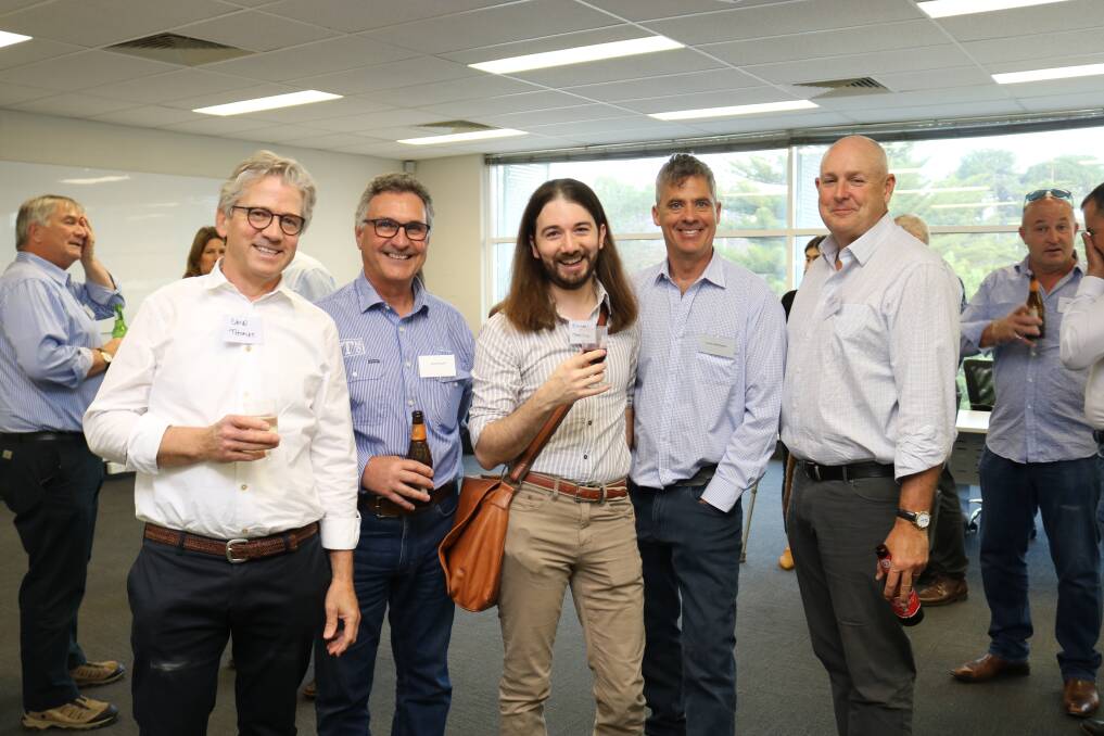 On a tour of the office were David Thomas (left), Chartwell Consulting, Brian Polossof, TW Pearson & Son, Julian Thomas, Chartwell Consulting, WAFarmers CEO Trevor Whittington and Chris Wilkins, Synergy Consulting, all Perth.