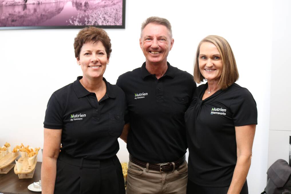Steph (left) and Steve Lloyd-Smith, Nutrien Real Estate, Bunbury, with Nutrien Harcourts' Kojonup-based residential and lifestyle specialist Lisa Cavanagh.