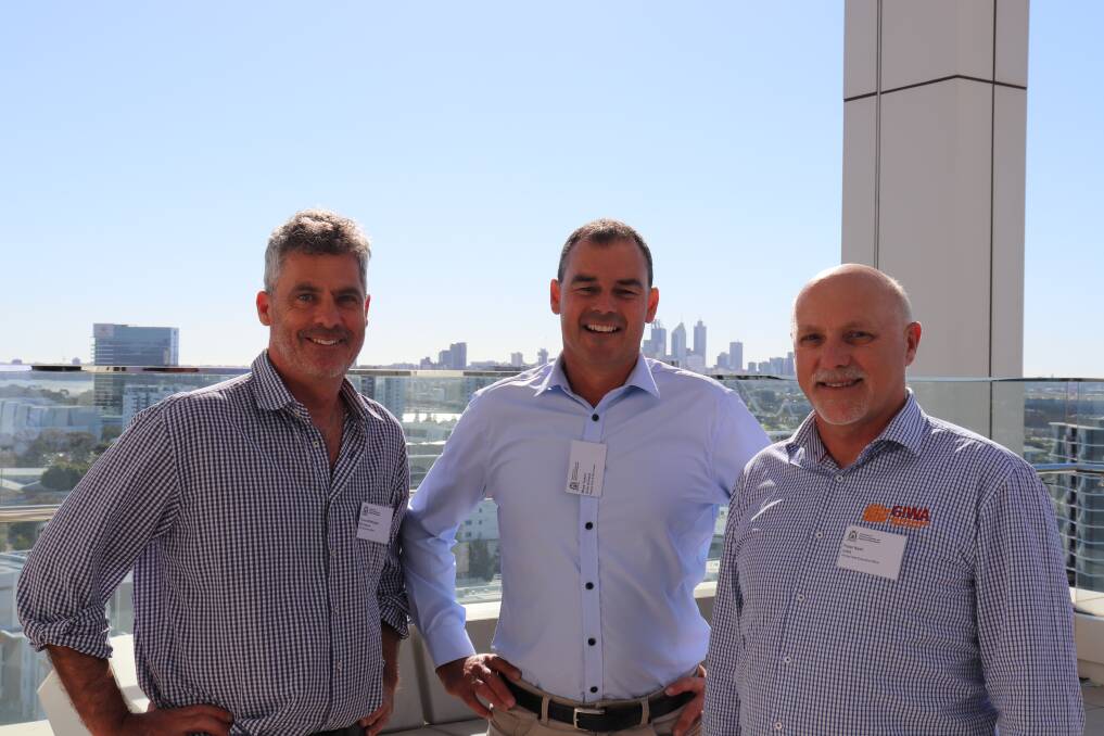 WAFarmers chief executive Trevor Whittington (left), with GrainGrowers deputy chairman Rhys Turton and Grains Industry of Western Australia executive officer Peter Nash.