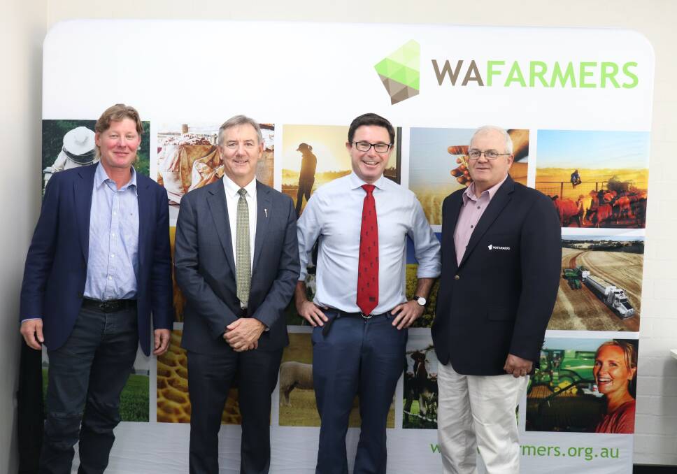WAFarmers livestock section president Geoff Pearson (left), The Nationals WA Roe MP Peter Rundle, The Federal National Party leader David Littleproud and WAFarmers president John Hassell at the WAFarmers headquarters in Perth last week. The WAFarmers team met with Mr Littleproud to discuss issues affecting the States agricultural industry and garner support for WAs live export industry.